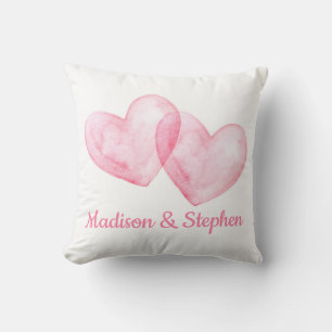 Cojín Decorativo Regalo de boda adorable corazones de amor acuarela