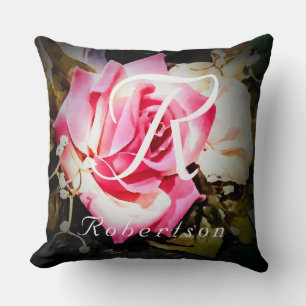 Cojín Decorativo Regalo de Boda católico Rosa monogramado