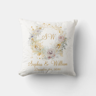 Cojín Decorativo Regalo de boda con logotipo de monograma floral do