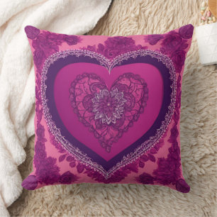 Cojín Decorativo Regalo de boda de rosa magenta y púrpura