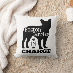 Cojín Decorativo Regalo de Boston Terrier lindo perro negro y blanc