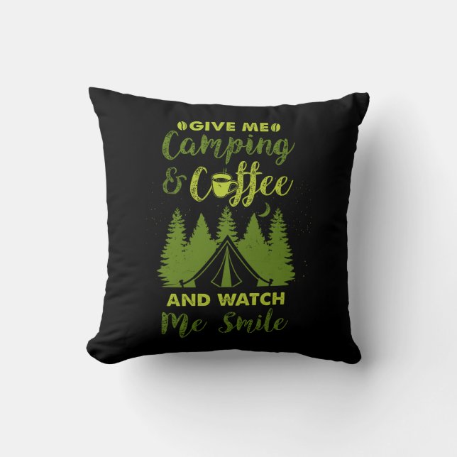 Cojín Decorativo Regalo de café de camping (Anverso)