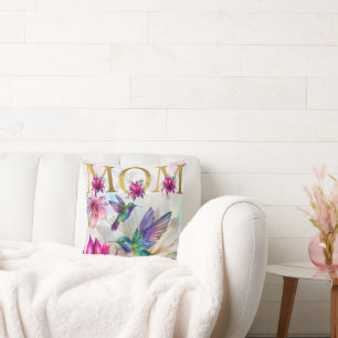 Cojín Decorativo Regalo de colibrí para mamá vibrante
