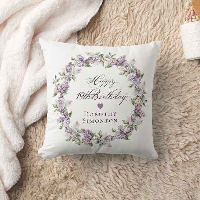 Cojín Decorativo Regalo de cumpleaños 19 personalizado Lilac morado (Manta)