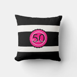 Cojín Decorativo Regalo de cumpleaños 50 y fabuloso rosa caliente y