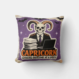 Cojín Decorativo Regalo de cumpleaños de Halloween esqueleto Zodíac
