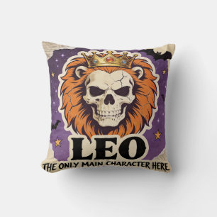 Cojín Decorativo Regalo de cumpleaños esqueleto Leo Zodiac Hallowee