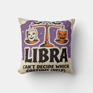 Cojín Decorativo Regalo de cumpleaños esqueleto Libra Halloween