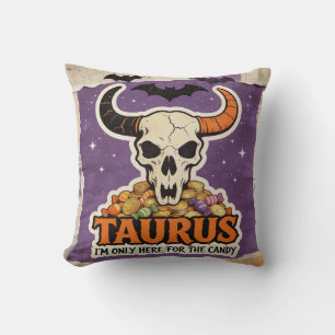 Cojín Decorativo Regalo de cumpleaños esqueleto tauro Halloween