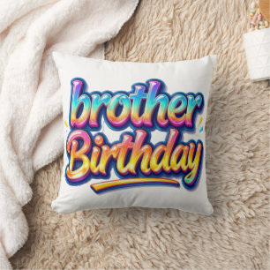 Cojín Decorativo Regalo de Cumpleaños Hermano Texto Arcoíris Colori