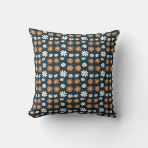 Cojín Decorativo Regalo de Cumpleaños Margarita Naranja y Blanca