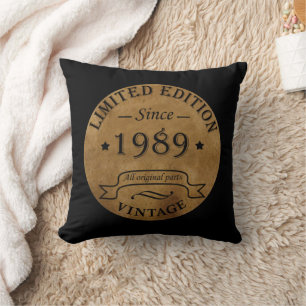 Cojín Decorativo Regalo de cumpleaños vintage nacido en 1989