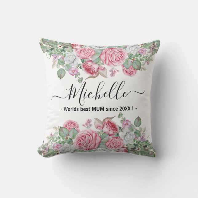 Cojín Decorativo Regalo de dos Navidades a la madre con rosas (Anverso)