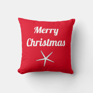 Cojín Decorativo Regalo de estrella de mar náutica roja blanca Navi