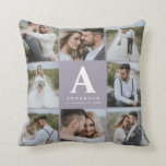 Cojín Decorativo Regalo de familia de bodas multifotográficos<br><div class="desc">Regalo de familia de bodas con monogramas fotográficos. boda ideal,  nuevo hogar,  aniversario,  cumpleaños o regalo de Navidades. Una manera divertida de mostrar todas tus hermosas fotografías.</div>