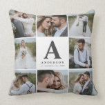 Cojín Decorativo Regalo de familia de bodas multifotográficos<br><div class="desc">Regalo de familia de bodas con monogramas fotográficos. boda ideal,  nuevo hogar,  aniversario,  cumpleaños o regalo de Navidades. Una manera divertida de mostrar todas tus hermosas fotografías.</div>