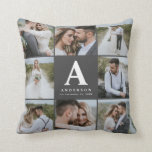 Cojín Decorativo Regalo de familia de bodas multifotográficos<br><div class="desc">Regalo de familia de bodas con monogramas fotográficos. boda ideal,  nuevo hogar,  aniversario,  cumpleaños o regalo de Navidades. Una manera divertida de mostrar todas tus hermosas fotografías.</div>