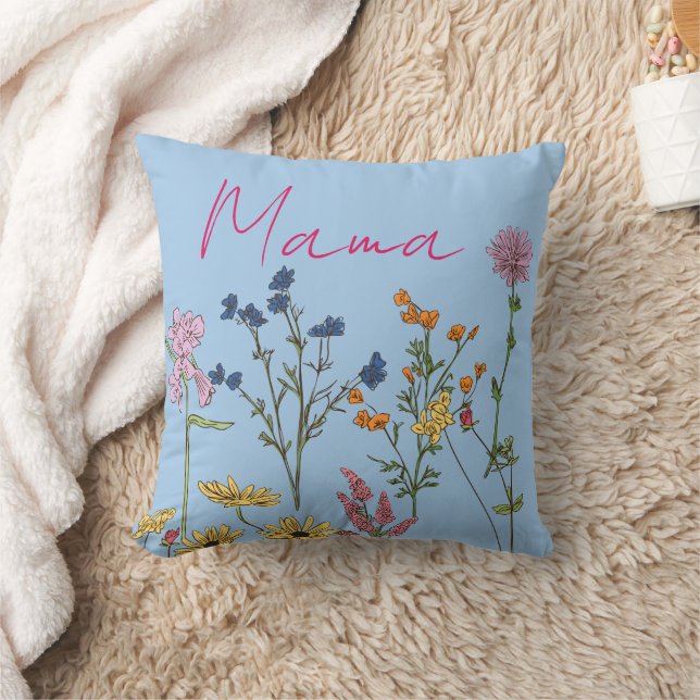 Cojín Decorativo Regalo de flores silvestres de mamá (Manta)