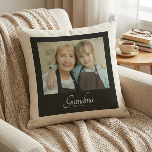 Cojín Decorativo Regalo de Foto de Abuela Establecida