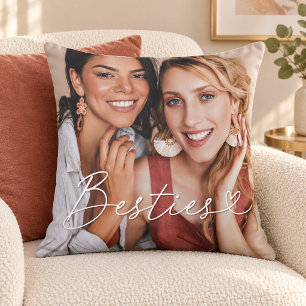 Cojín Decorativo Regalo de foto de mejores amigas con guión moderno