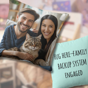 Cojín Decorativo Regalo de foto familiar para abrazar aquí