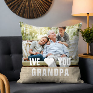 Cojín Decorativo Regalo de Foto Personalizado 'Te Amamos Abuelo'