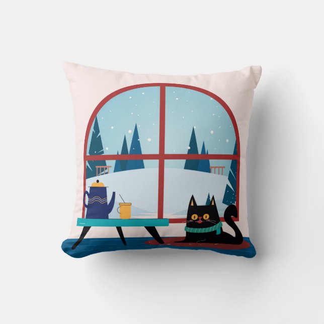 Cojín Decorativo Regalo de Gato Enamorado - Mascota Personalizado F (Anverso)