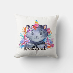 Cojín Decorativo Regalo de gato unicornio lindo para amantes de gat