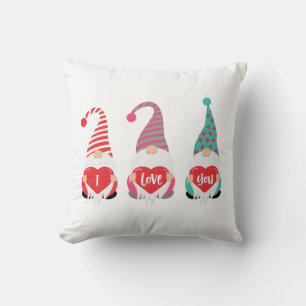 Cojín Decorativo Regalo de Gnomos del Día de San Valentín Te Amo 