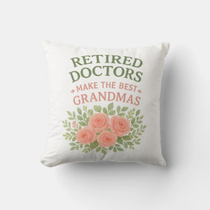 Cojín Decorativo Regalo de Jubilación Floral Mejor Abuela Médico Ju