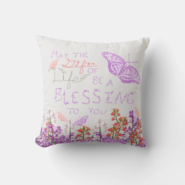 Cojín Decorativo Regalo de la mariposa de la vida (Anverso)
