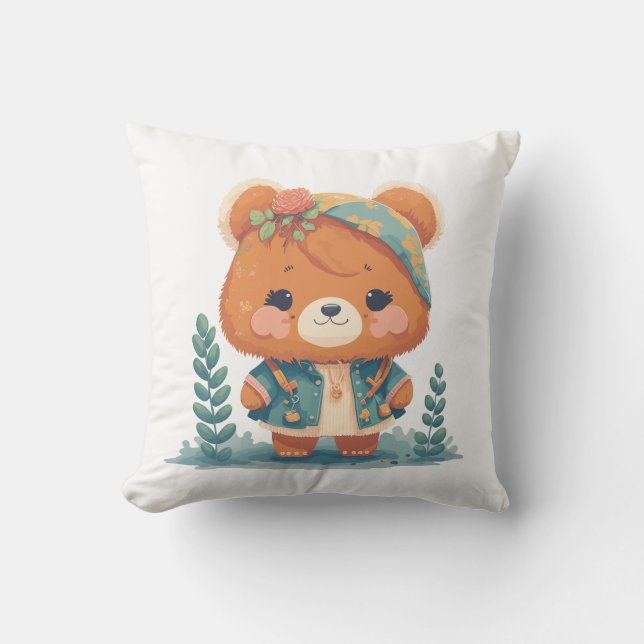 Cojín Decorativo Regalo de los amantes del oso (Anverso)