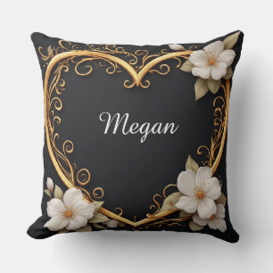 Cojín Decorativo 💐 Regalo de lujo floral elegante romántico corazó