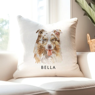 Cojín Decorativo Regalo de mamá perrito de color de agua para amant