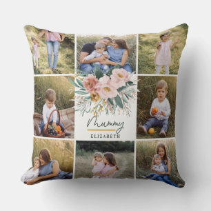 Cojín Decorativo regalo de momia 8 foto chica rosa hermosa floral