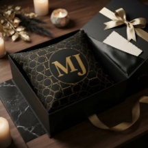 Regalo de Monograma Art Déco Negro Estético Real