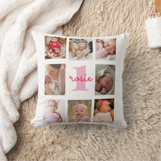 Cojín Decorativo Regalo de Monograma de Nombre de Bebé Personalizad