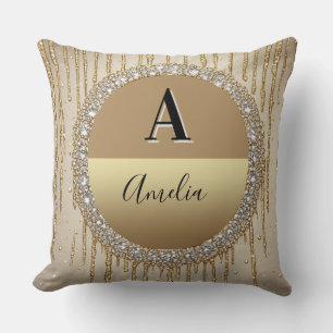 Cojín Decorativo Regalo de Monograma de Oro Personalizado para Boda