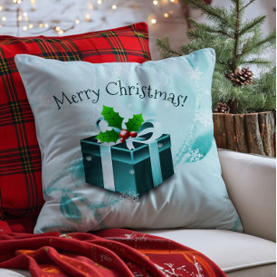 Cojín decorativo regalo de Navidad azul verdoso