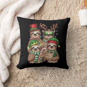 Cojín Decorativo Regalo de Navidad de perezoso Feliz Slothmas Amant