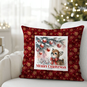 Cojín Decorativo Regalo de Navidad para niños Ciervo bebé acogedor 