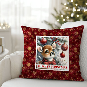 Cojín Decorativo Regalo de Navidad para niños Ciervo bebé acogedor 