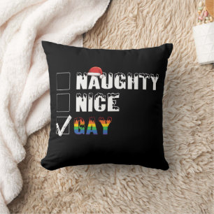 Cojín Decorativo Regalo de Navidad Travieso Bueno Arcoíris Orgullo 