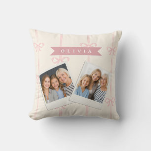 Cojín Decorativo Regalo de nombre de lazo rosa personalizado Elegan