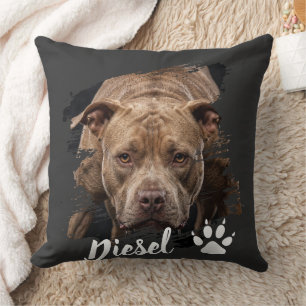Cojín Decorativo Regalo de nombre de perro con foto personalizada
