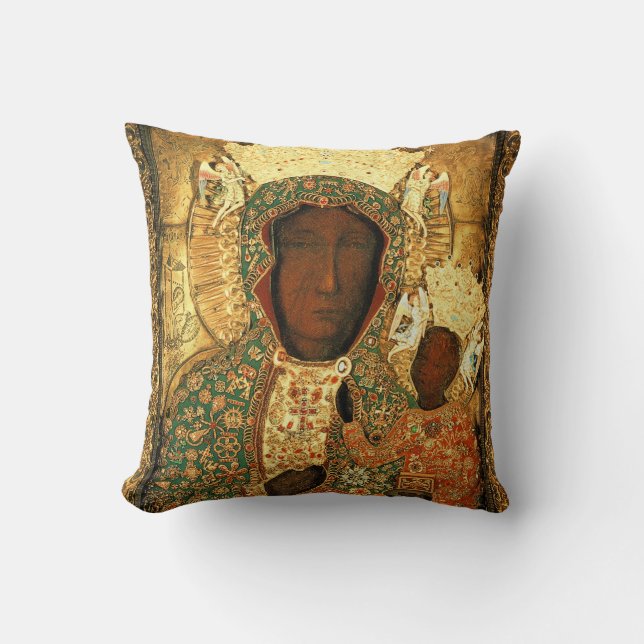 Cojín Decorativo Regalo de Nuestra Señora de Czestochowa Madonna Ne (Anverso)