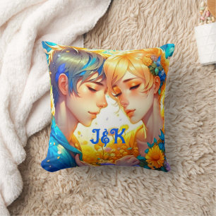 Cojín Decorativo Regalo de pareja romántica   Anime Boy y Chica