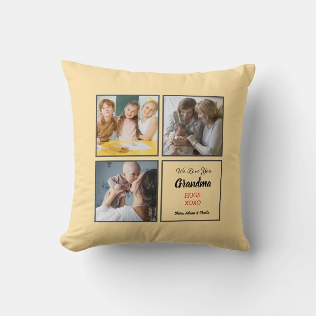 Cojín Decorativo Regalo de Personalizado de 3 Collages de fotos par (Anverso)