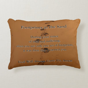Cojín Decorativo Regalo de poema de huellas en la arena