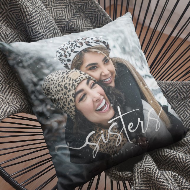 Cojín Decorativo Regalo de recuerdo de foto y cita de Hermanas Escr (Subido por el creador)